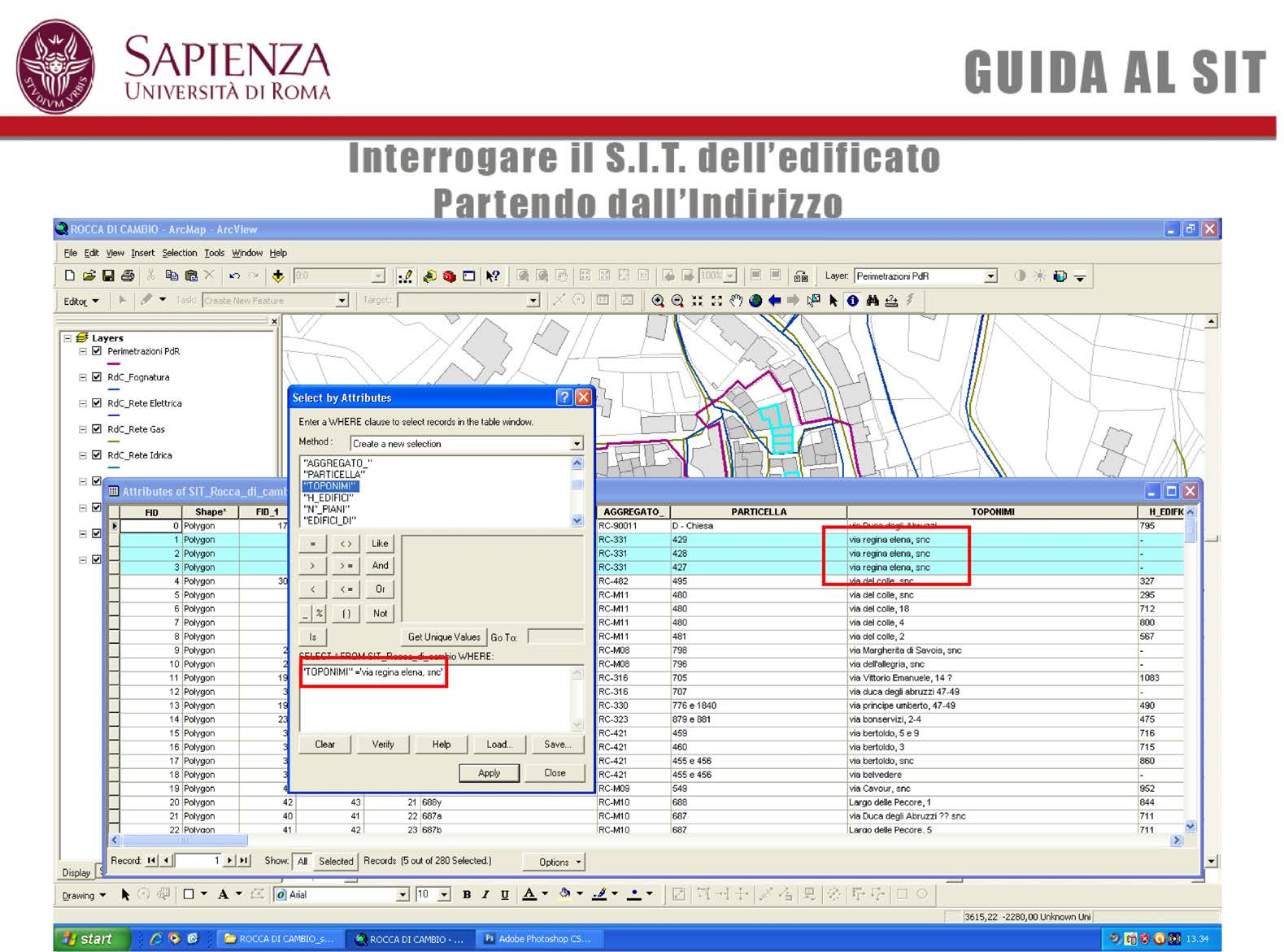 INTERROGARE IL SIT TRAMITE IL CAMPO