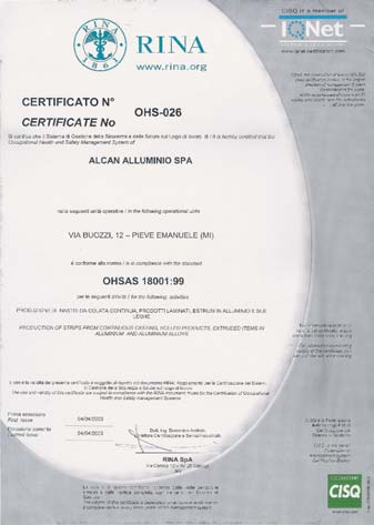 Dal 1995 : Certificazione Sistema