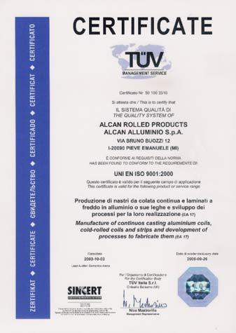 14001) Dal 2003: Certificazione