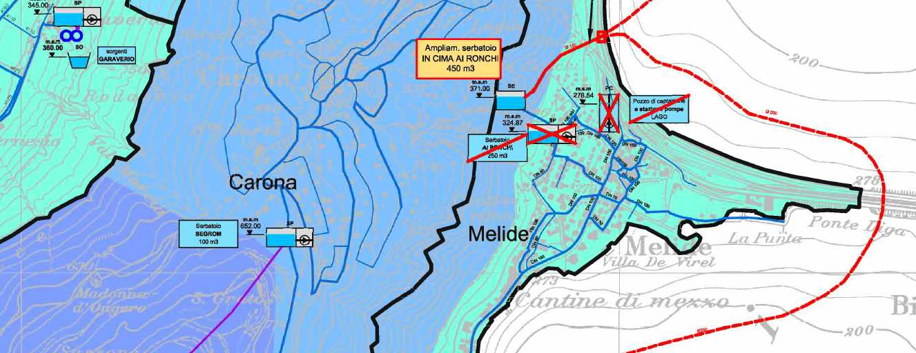 Condotta a lago Melide-Vico Morcote Ø 200 Figura 2: estratto PCAI Collina d Oro (aprile 2006) Per completezza d informazione, alla figura 2 si riporta un estratto della rete di distribuzione prevista