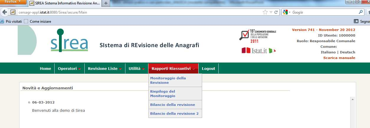 Il SIstema di REvisione delle Anagrafi (SIREA) Rapporti riassuntivi: Il sistema SIREA produce automaticamente dei bilanci delle operazioni di revisione effettuate, in modo da consentire: Ai Comuni,