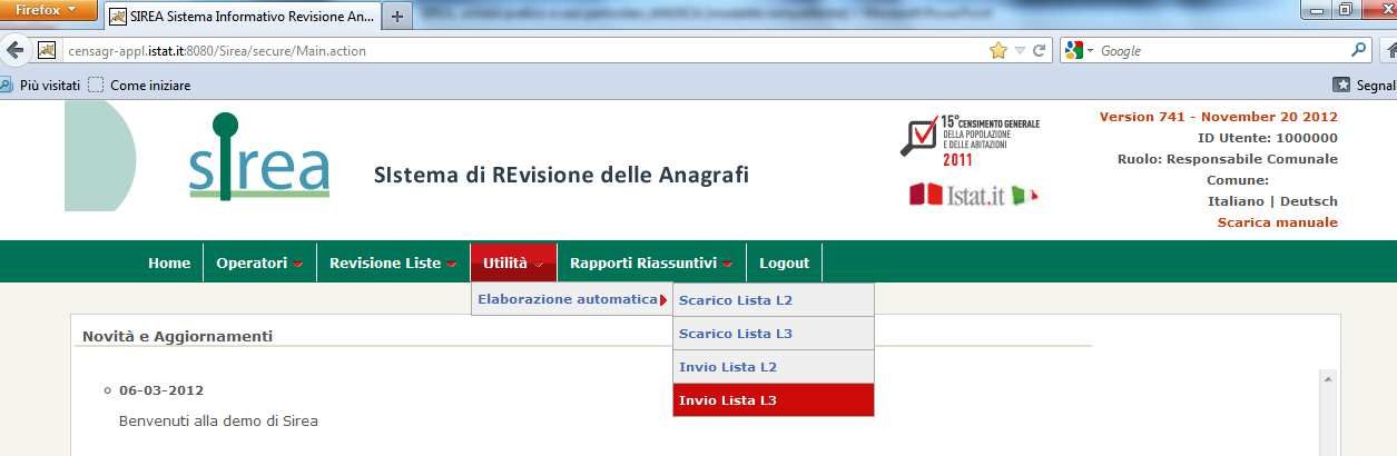 Il SIstema di REvisione delle Anagrafi (SIREA) Utilità: comprende un insieme di funzioni che consentono lo scarico e l