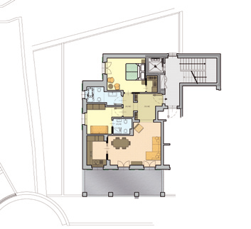 Corpo B - int 4 primo 110 mq ingresso, soggiorno, cucina, camera matriminiale con