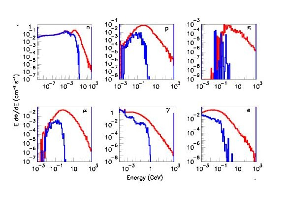 Spettri delle particelle incidenti