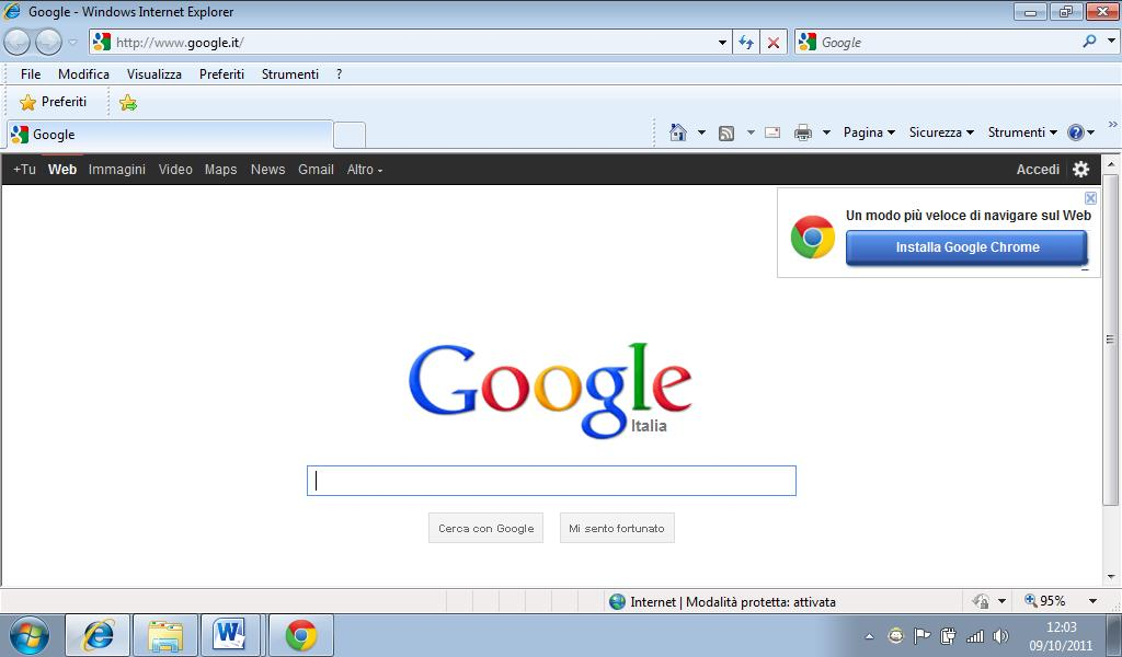1. Fare doppio clic sull icona con la e Siamo nel sito di Google. Aprire Internet Explorer 2.
