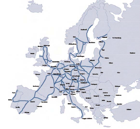 Figura 1 Tratte ferroviarie europee di rilevante interesse strategico 1.