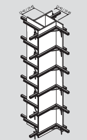 Pilastri da 12 a 42 cm / 15 a 45 cm Columns from 12 to 42 cm / 15 to 45 cm Montaggio rapido di pilastri Rapid column-assembling Elemen necessari per un pilastro di 3 m e larghezza da 12 a 42 cm o da