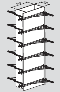 50 to 95 cm 24 pcs of galvanized column s rrups ECRAV_GIRO2 24 big wedges ECUNEO1_N 12 m2 of 3,00x0,50 m panels Pilastri re angolari Rectangular columns Elemen necessari per una colonna re angolare