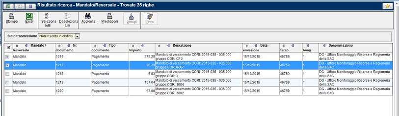 2.2.1 Predisposizione alla Firma e allegati obbligatori E possibile selezionare i singoli documenti da pagare o incassare e Predisporli