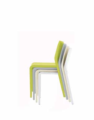 Stackable chair made of polypropylene reinforced with fibre glass, produced with air