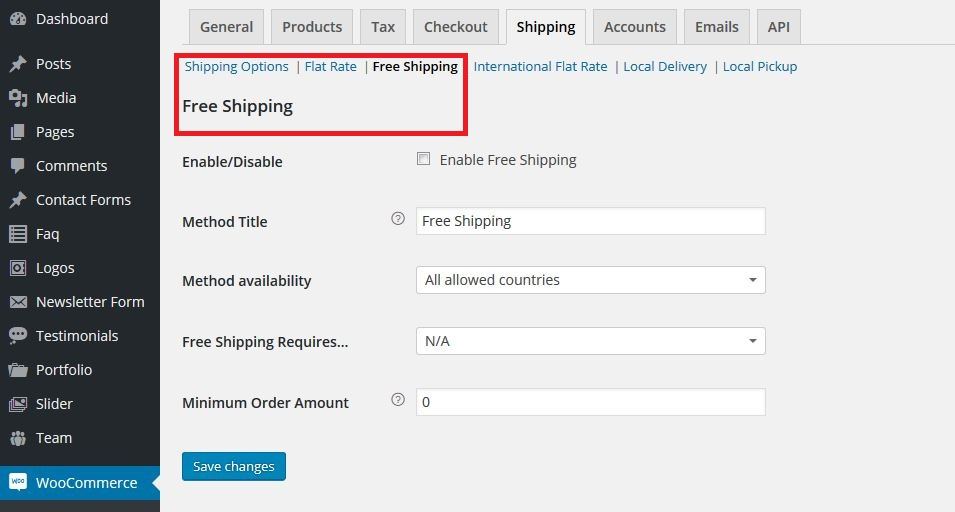 WooCommerce opzioni spedizione: spedizione gratuita e tariffa unica internazionale Nota: questa parte della guida WooCommerce si riferisce alle versioni di WooCommerce precedenti la 2.6.