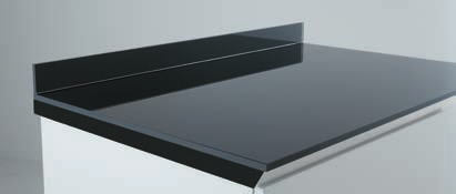 kom h2 cm Glass worktop h4 cm with aluminium profile.