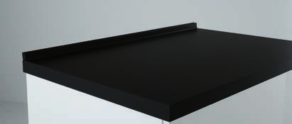 kom h2 cm Top laminato nero h 4 cm con bordo unicolor nero alzatina alluminio nero.