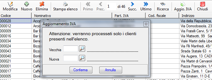 Il cambio aliquota dell iva puo essere anche fatto per l elenco dei clienti.