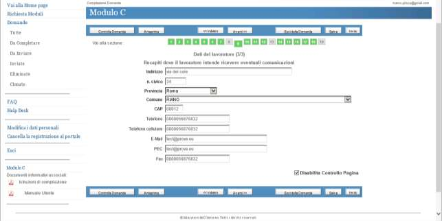 Recapiti del lavratre per eventuali cmunicazini: indicare i dati riguardanti l indirizz dve il lavratre intende ricevere eventuali cmunicazini. Nei campi numerici, N.