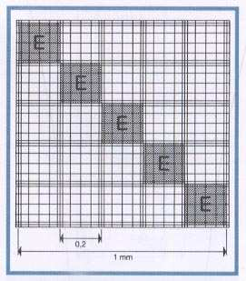 griglia ±1 - Larghezza massima delle linee della griglia : 5 µm - Superficie tolleranze secondo DIN 7184 Part 1 : - Fondo della camera dentro l area del reticolo : ±2 µm - Superficie portante dentro