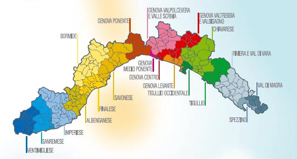 La Liguria in numeri 15 Assetto Territoriale: 4 Ex-province 5 ASL, 2 IRCCS (AOU