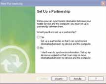 finestra "Set Up a Partnership", selezionare NO e poi