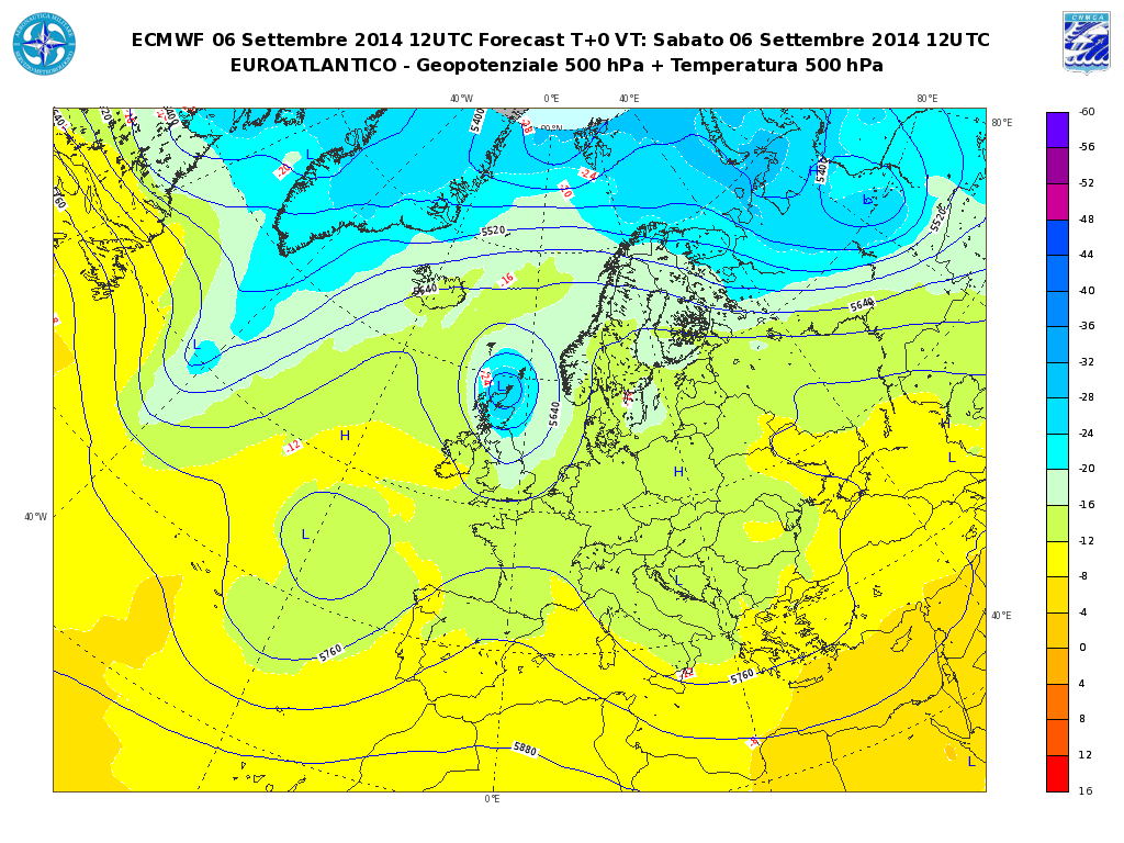 Il 6 settembre Il flusso perturbato principale scorre oltre il 50 N in area europea, mentre il flusso derivato scorre sotto il 40 N, presentando una profonda ondulazione in corrispondenza di una