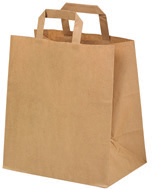 Brown Recyclable Paper Bags with Handles. 18. 200 + 110 x 250 mm - 7.9 + 4.3 x 9.8 Ref.