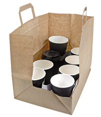 210CABTR Shopper Marrone ideale per trasporto di cibi e bevande. Brown Caterer Bag. 5. 320 + 220 x 240 mm - 12.6 + 8.