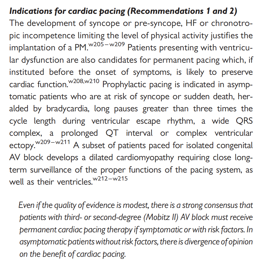 Indicazione pacing cardiaco raccomandazione 1 e 2 Sintomatico Asintomatico: a rischio di sincope o morte improvvisa