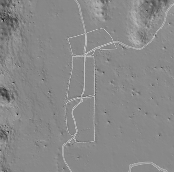 Fig. 4 Modello digitale del terreno con cella di 10 m eseguito a partire dalla CTR 1:5000 e 1:2000, integrate con rilievi topografici di dettaglio commissionati dalla provincia di Lucca Nell area dei