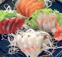 113 SASHIMI PESCE BIANCO 9 fette 9,50 114 AMAEBI* gambero crudo 12,00 SASHIMI MISTO carpaccio pesce tagliato sottile