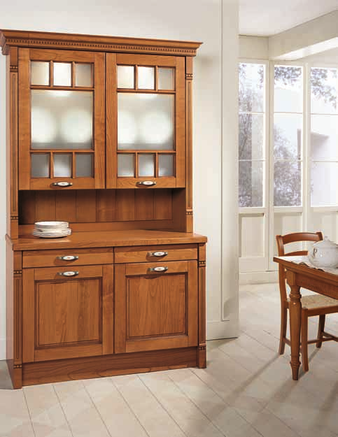 SOPHISTICATED DETAILS: sideboard with open plate rack in cherrywood,