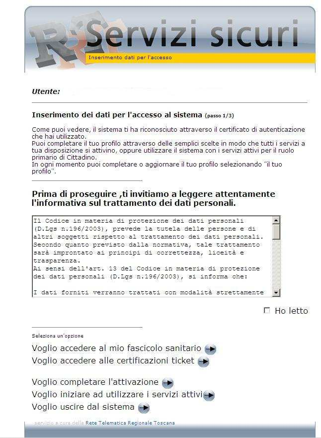 7 di 13 Si accede quindi alla pagina di Benvenuto, selezionare la pagina Cittadino