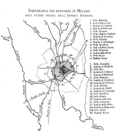 705 AMBITI VALLIVI OLONA LAMBRO MERIDIONALE LAMBRO SETTENTRIONALE SEVESO- VETTABBIA IDROGRAFIA DEI DINTORNI DI MILANO AGLI ULTIMI SECOLI DELL IMPERO ROMANO. I ng.