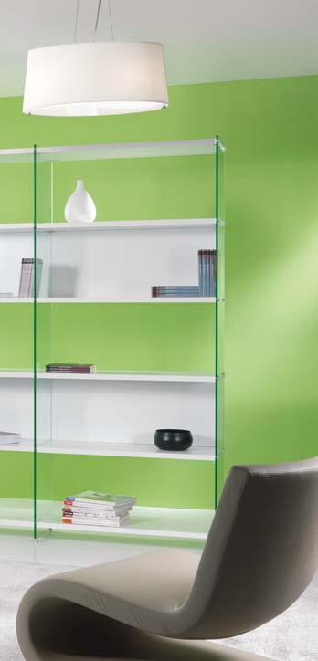 B BYBLOS Libreria componibile 0/70 pezzani design BYBLOS è la nuova libreria componibile realizzata con fianchi in vetro temperato trasparente da 10 mm e ripiani in laminato 25 mm disponibili in