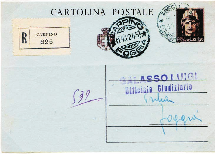 Tariffa assolta con intero postale di lire 1,20 + striscia di quattro da c. 20 della serie Imperiale con fasci - 1929.