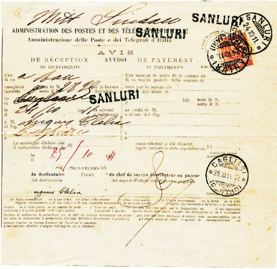 2 Regno d Italia Tariffa: I periodo 1.3.1861-28.2.1919 c. 20 Ricevuta di ritorno Mod.