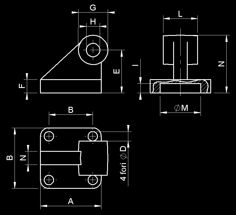 230 ø32 100mm Accessori Accessories CODE Ø A B C ØD E F G H ØI (H11) ØJ (B13) K COD.