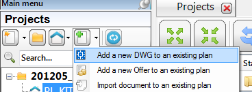 Selezionate la commessa nella quale volete creare il nuovo DWG (come indicato nei capitoli precedenti) e dalla barra
