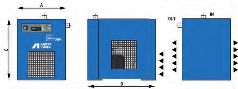 Accessori Essiccatori Gli essiccatori ANEST IWATA assicurano prestazioni eccellenti abbinati alla serie dei compressori scroll oil-free.