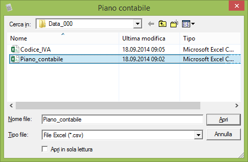 Importare i file di esempio Se si riceve un file del piano contabile o del codice IVA, importarlo in AdmiCash è semplice.