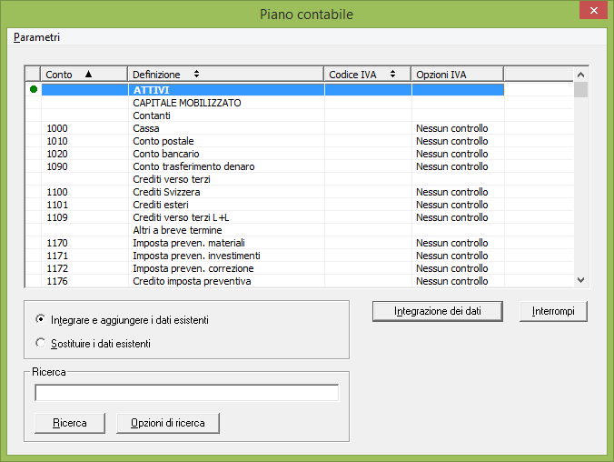 Importare il file d esempio Selezionare il file del piano contabile e fare clic su [Apri]. Il contenuto del file si visualizza.