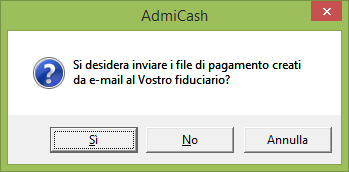 Trasferimento dei dati al fiduciario Fare clic su [Si] per inviare il file tramite e-mail al fiduciario.