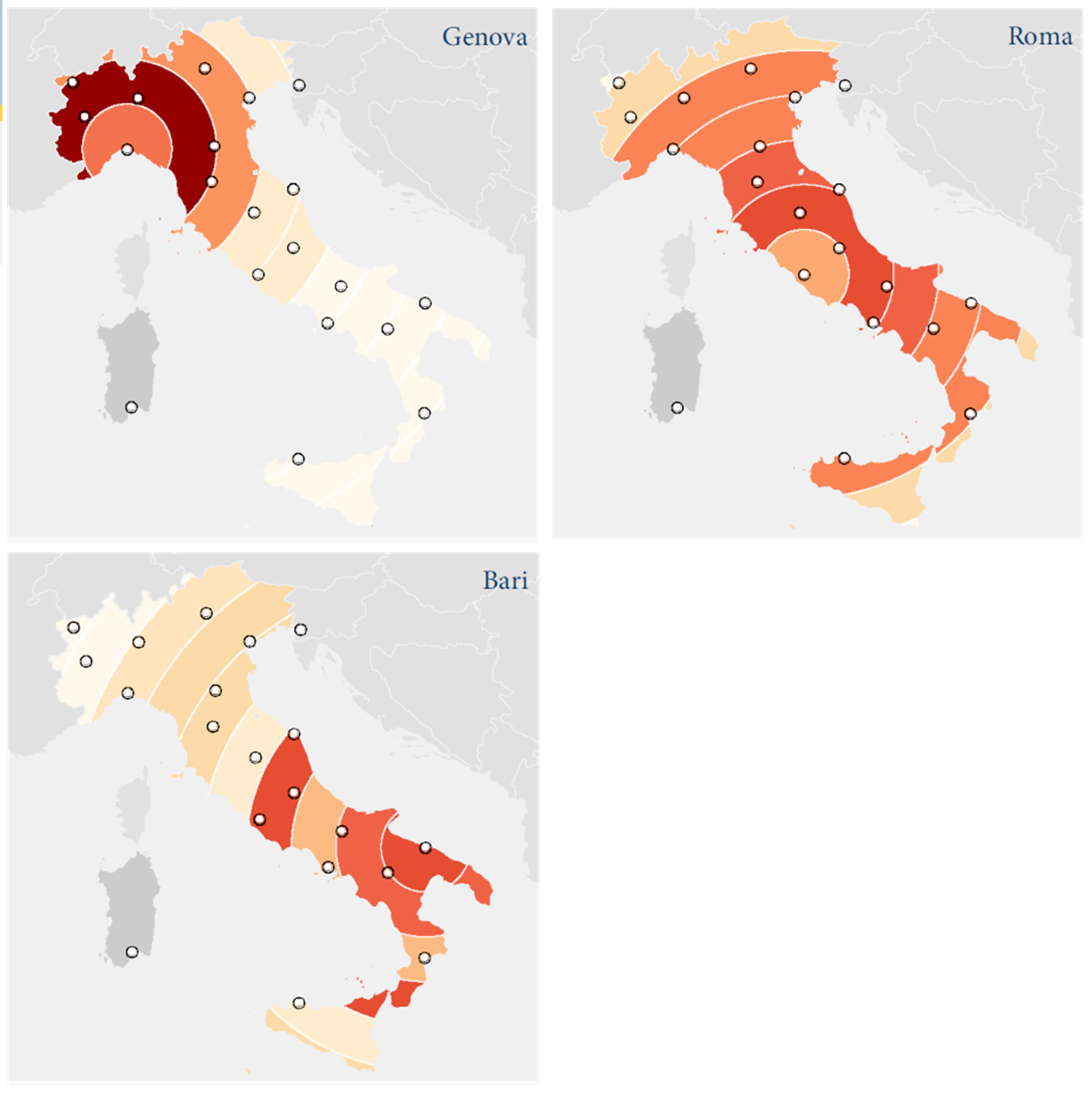 Viaggi pro-capite e distanze percorse Anche in relazione ai singoli capoluoghi di regione la distribuzione dei viaggi presenta un elevata variabilità.