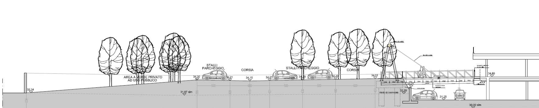 3. Descrizione della trasformazione del suolo, conseguente al primo stralcio attuativo Il nuovo parcheggio, previsto dal presente PUA sarà accessibile sia dalla Via Fanti sia dalla Via Canaletto,