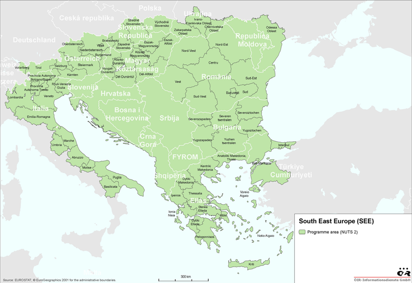 La cooperazione transnazionale 2007-2013 Europa Sud-orientale Territori ammissibili SEE copre un ampia area geografica che include 17 paesi con una popolazione di 269 milioni di abitanti Include i