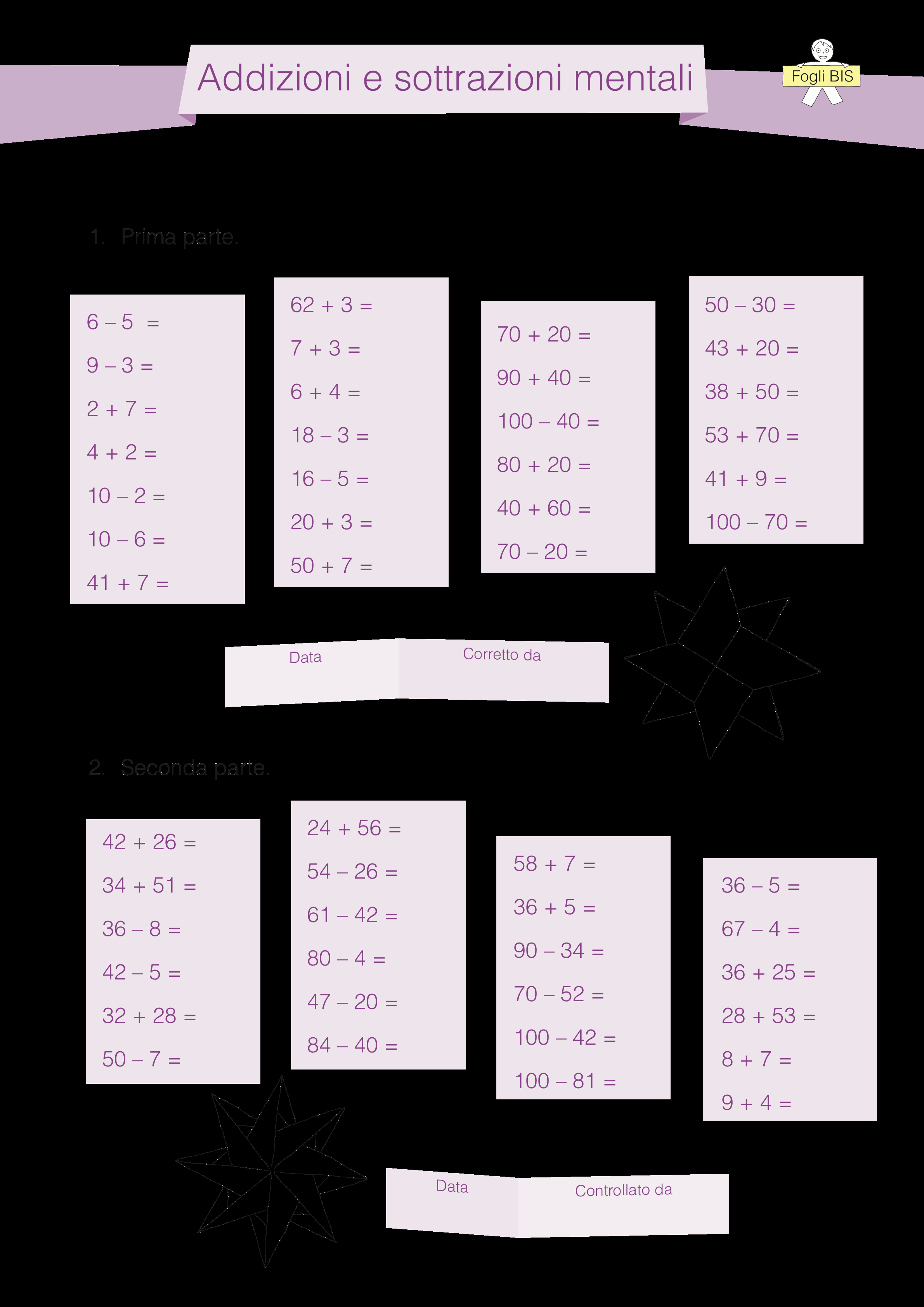 del Quaderno scheda 2- con 3 sott. per famiglia scheda 3- con 24 sott. mescolate scheda 4- con 24 sott.