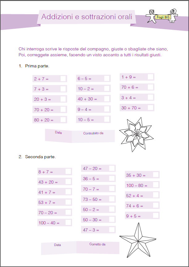 Calcoli orali Dalla fase preparatoria ai fogli Bis.