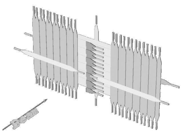 3.2 Descrizione dell apparato sperimentale 85 Figura 3.15: Disegno del TOF gnali provenienti dai PM è affidata a TDC ad alta risoluzione temporale ( ps). Nella figura 3.