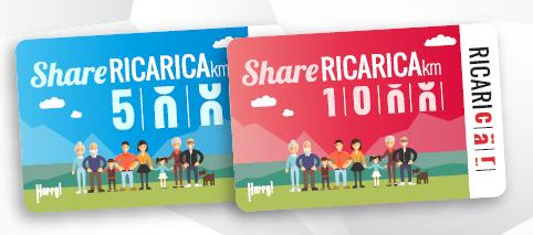 SHARE : La Ricarica Share permette di condividere i km con più contratti Ricaricar, anche con veicoli diversi.