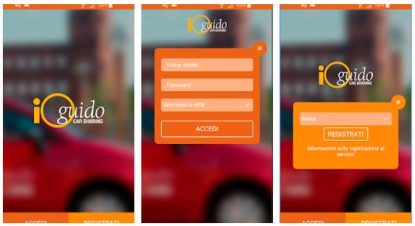 App: Car Sharing: IO Guido (su piattaforma Android e IOs) App comune a tutto il circuito nazionale IO