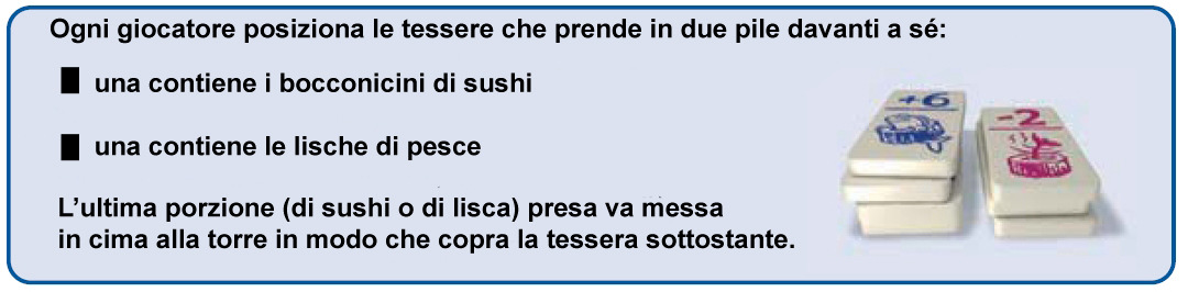 destra (vedere esempio). Se almeno un dado mostra una spina di pesce, si può prendere una spina di pesce.