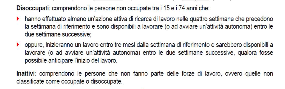 Occupati : costruzione dell aggregato Indagine